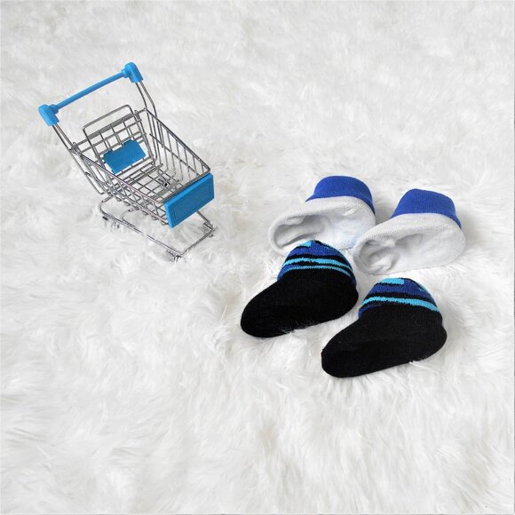 Nike Jordan Infant Booties 2 Pack Baby Newborn 0-6 Mo Blue Stripes - Picture 6 of 14